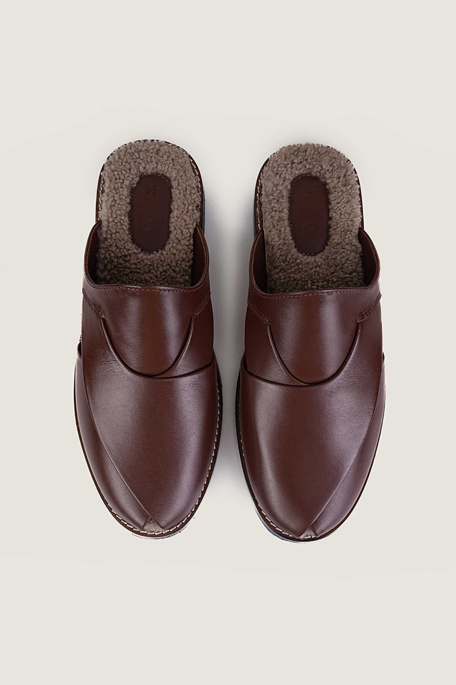 Cozy Bordo Peshawari Mules with Memory Foam Insole - Handmade in Pakistan