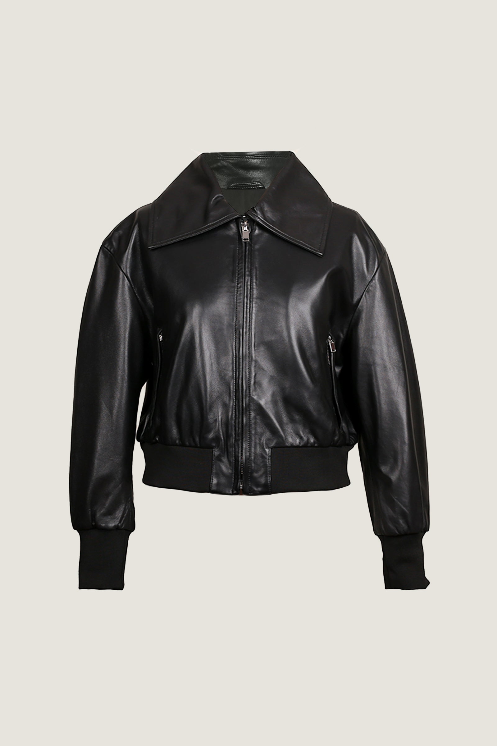 Oversized Pilot Sleek Leather Jacket | Women