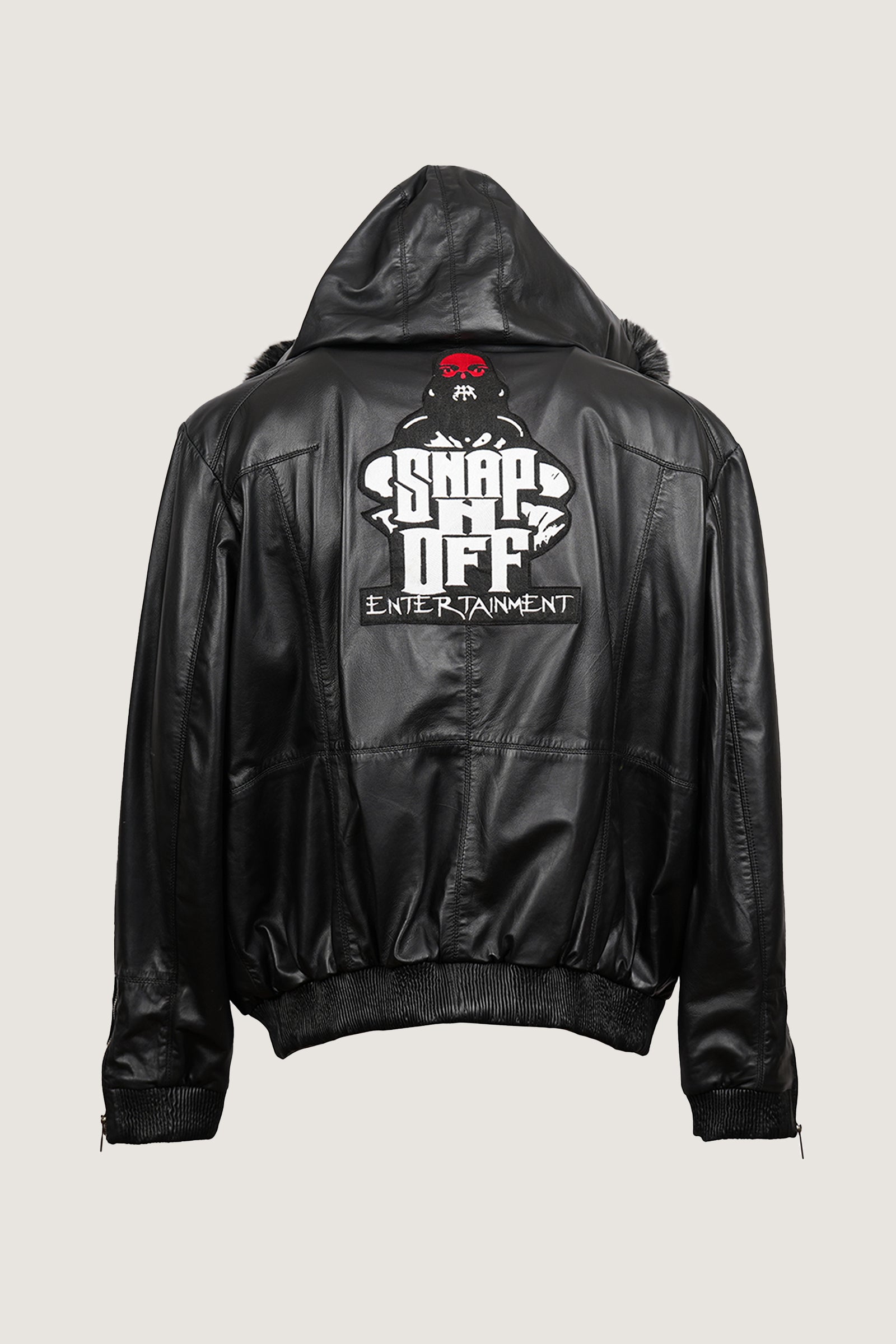 Bomber Leather Jacket With Fur Hoodie | Men