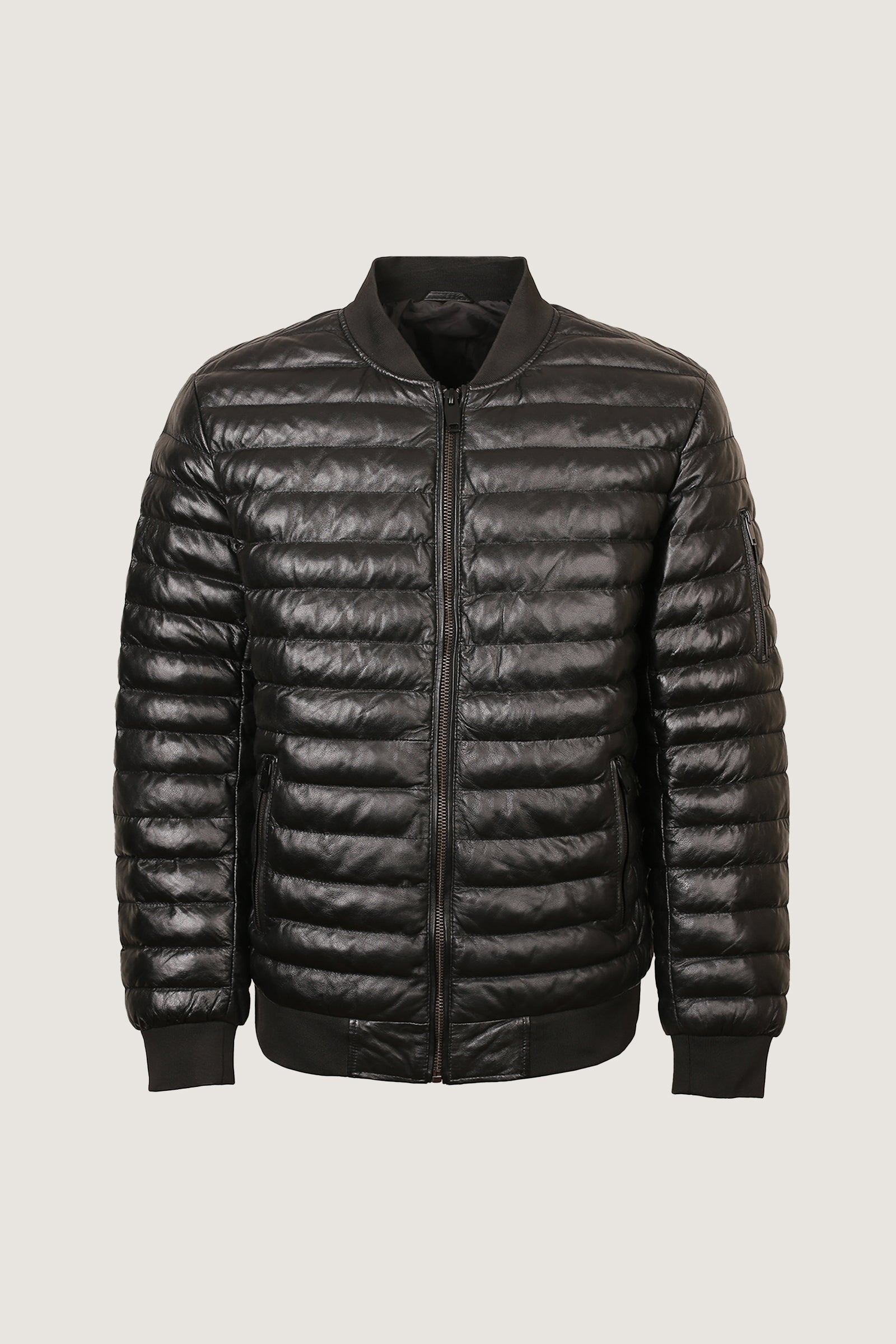 Puffer Leather Jacket | Men