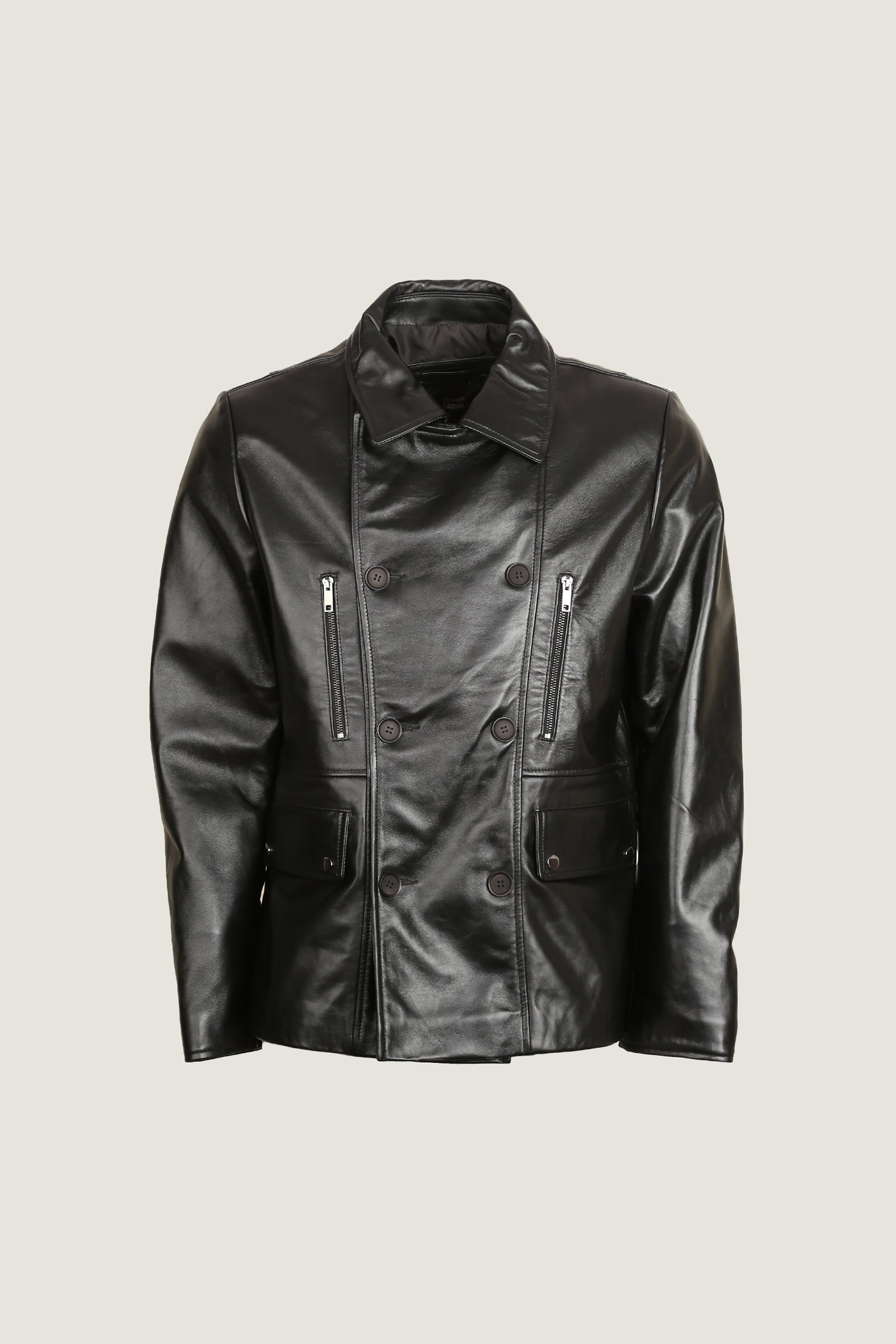 Double Breasted Leather Jacket| Men