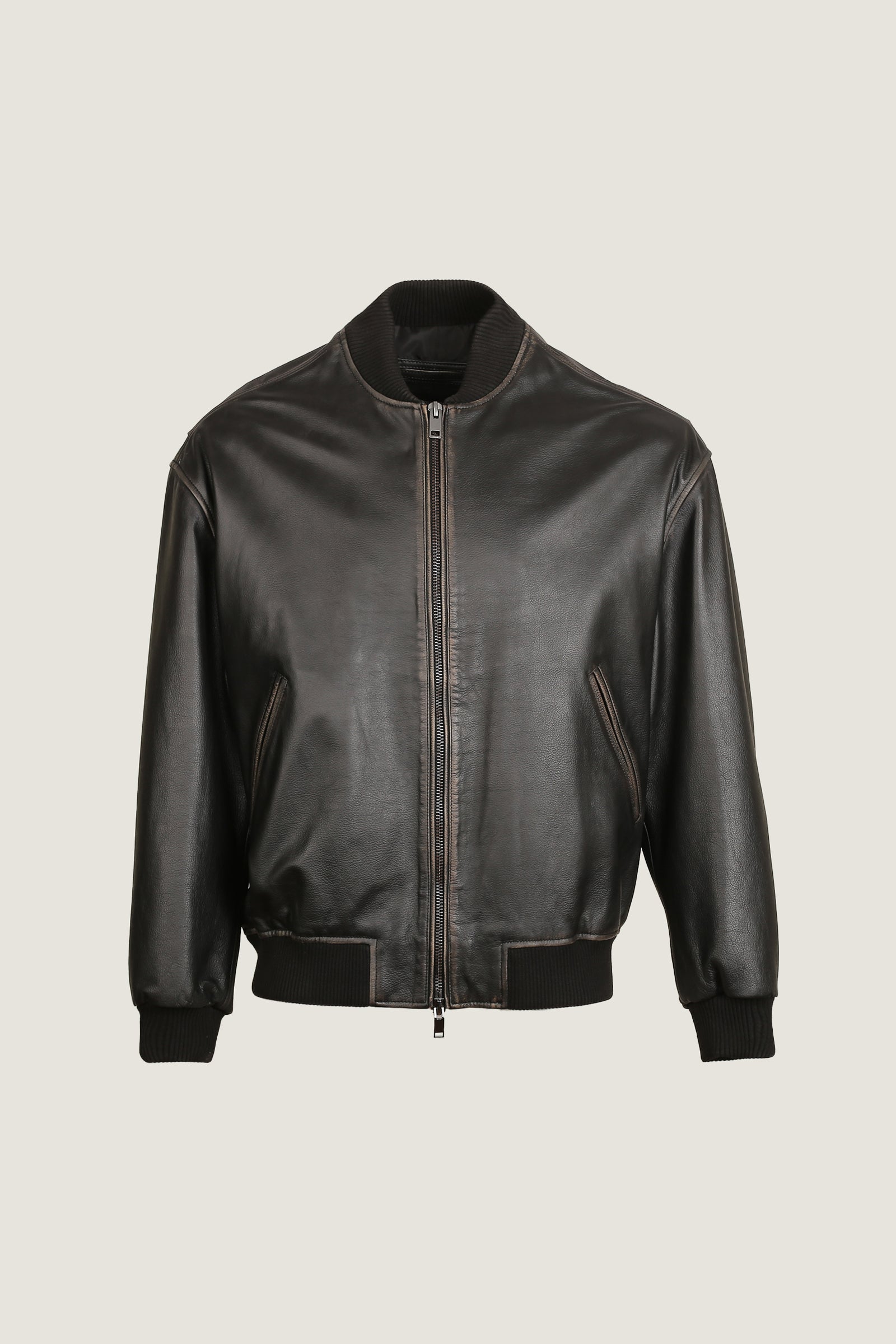 Oversized Bomber Leather Jacket | Men