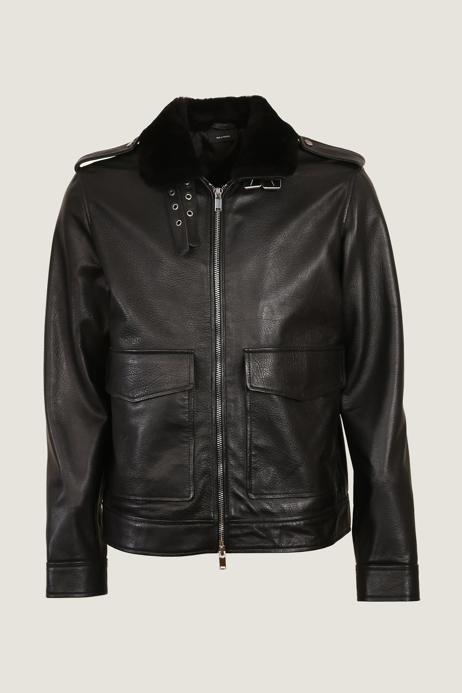 Pilot Leather Jacket With Fur Collar | Men