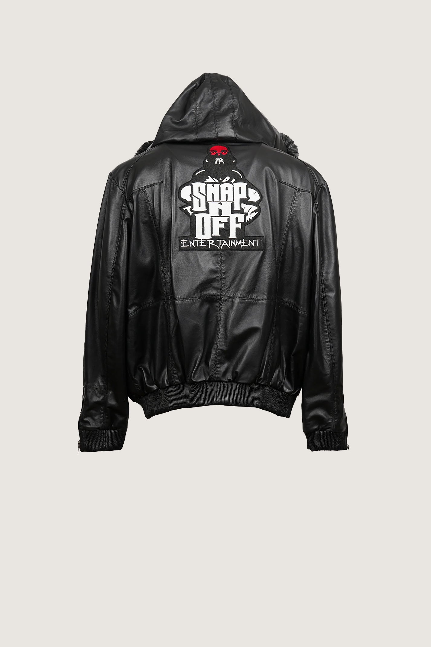 Bomber Leather Jacket With Fur Hoodie | Men