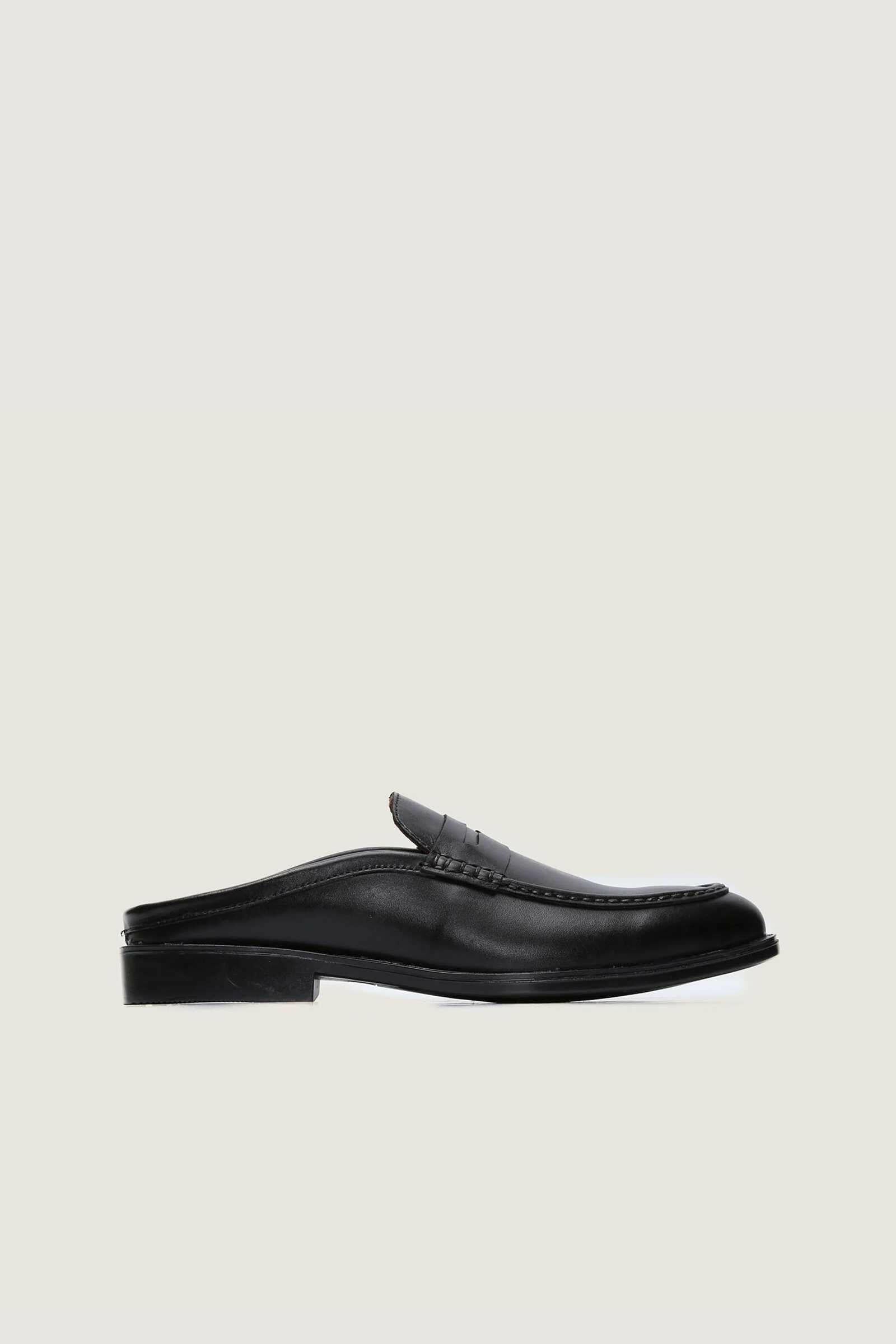 Full Grain Leather Penny Mules with Rubber Sole Novado