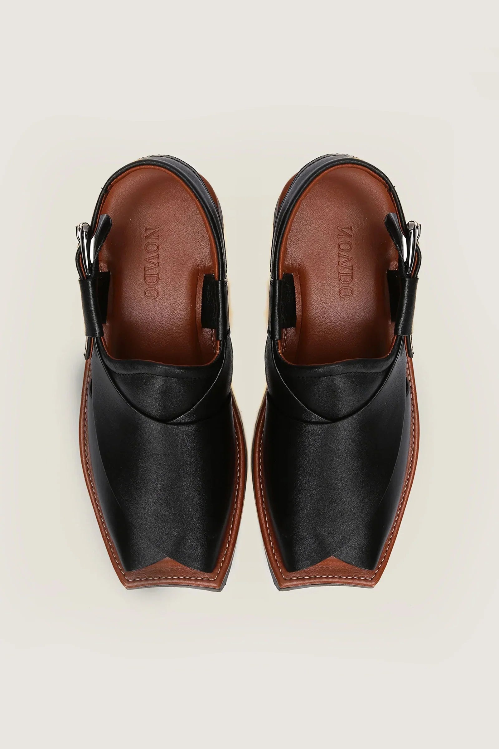 Ghazab Khan Luxury Leather Peshawari - Novado - Black