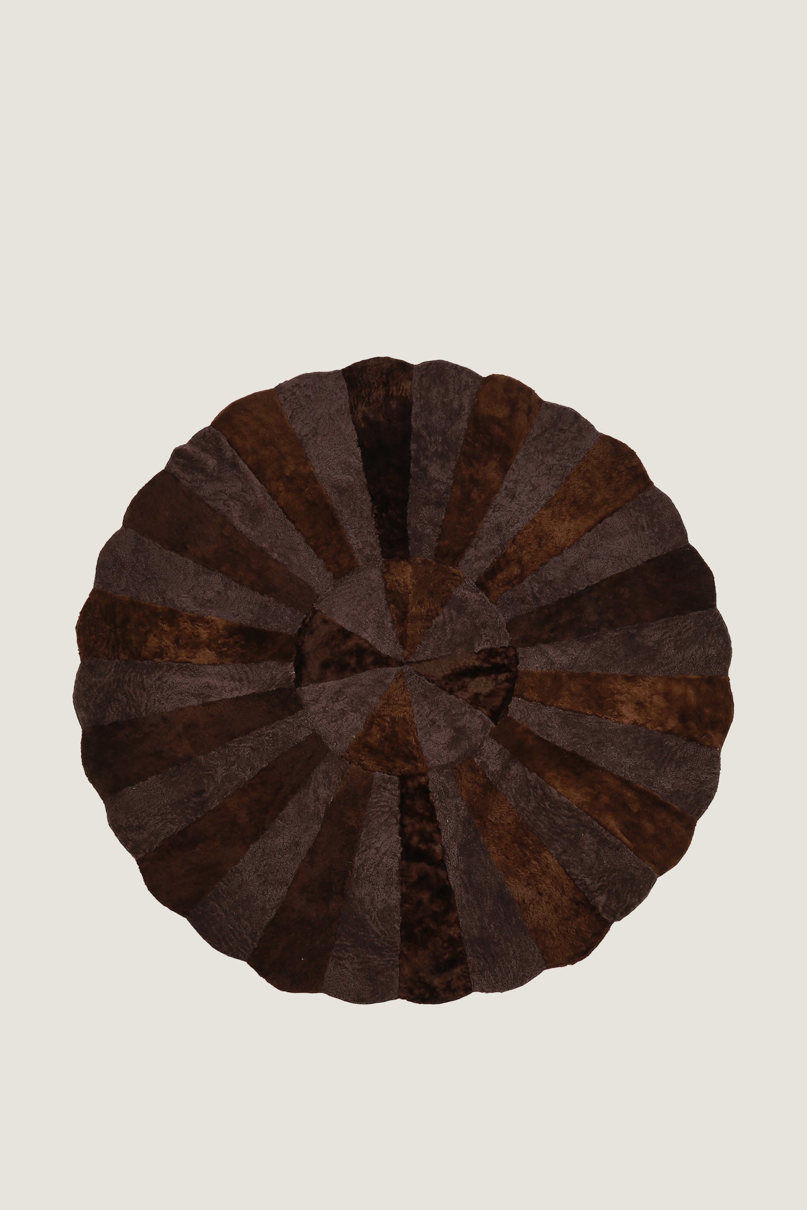 Round Sheep Bliss Leather Fur Rug