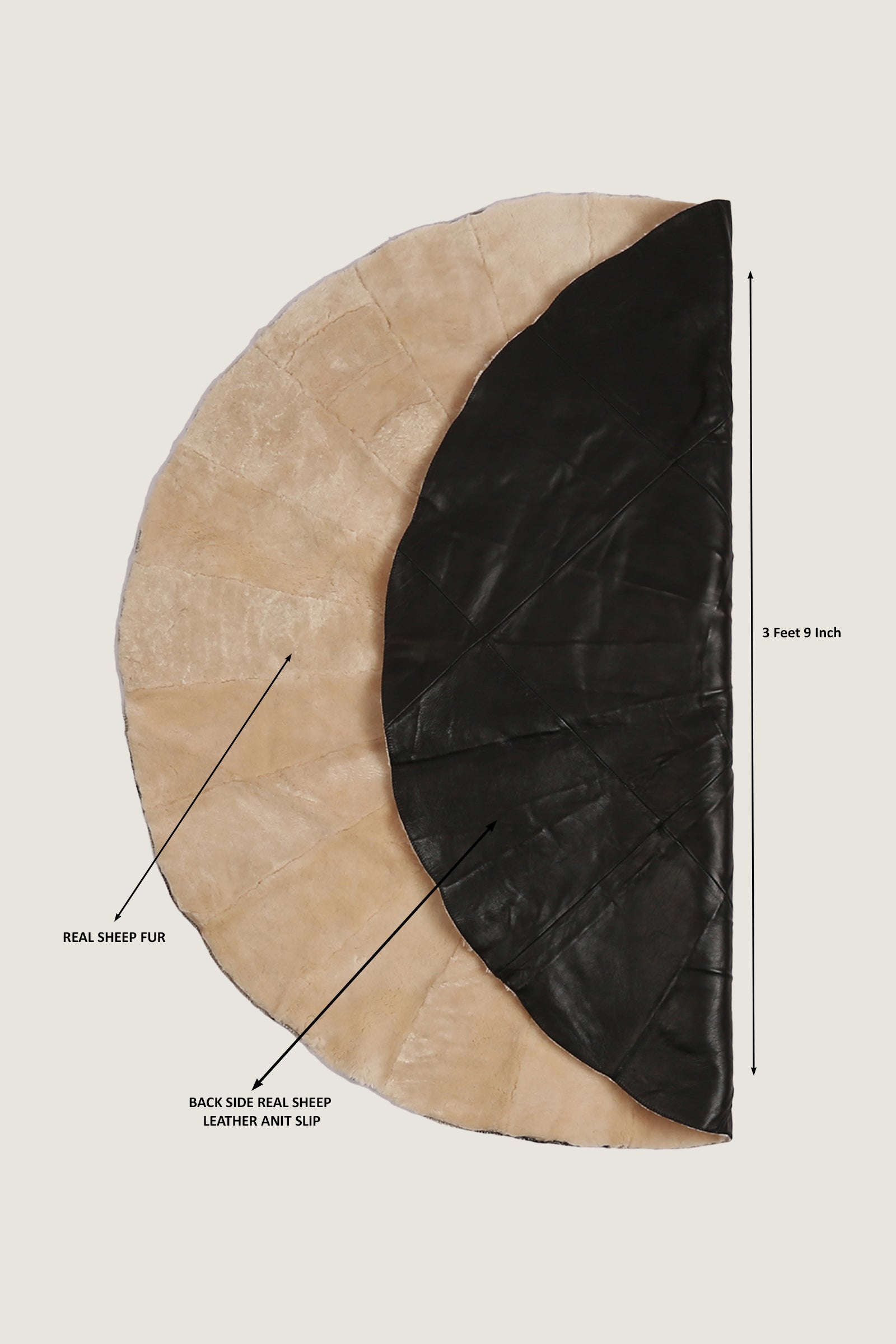 Round Sheep Bliss Leather Fur Rug