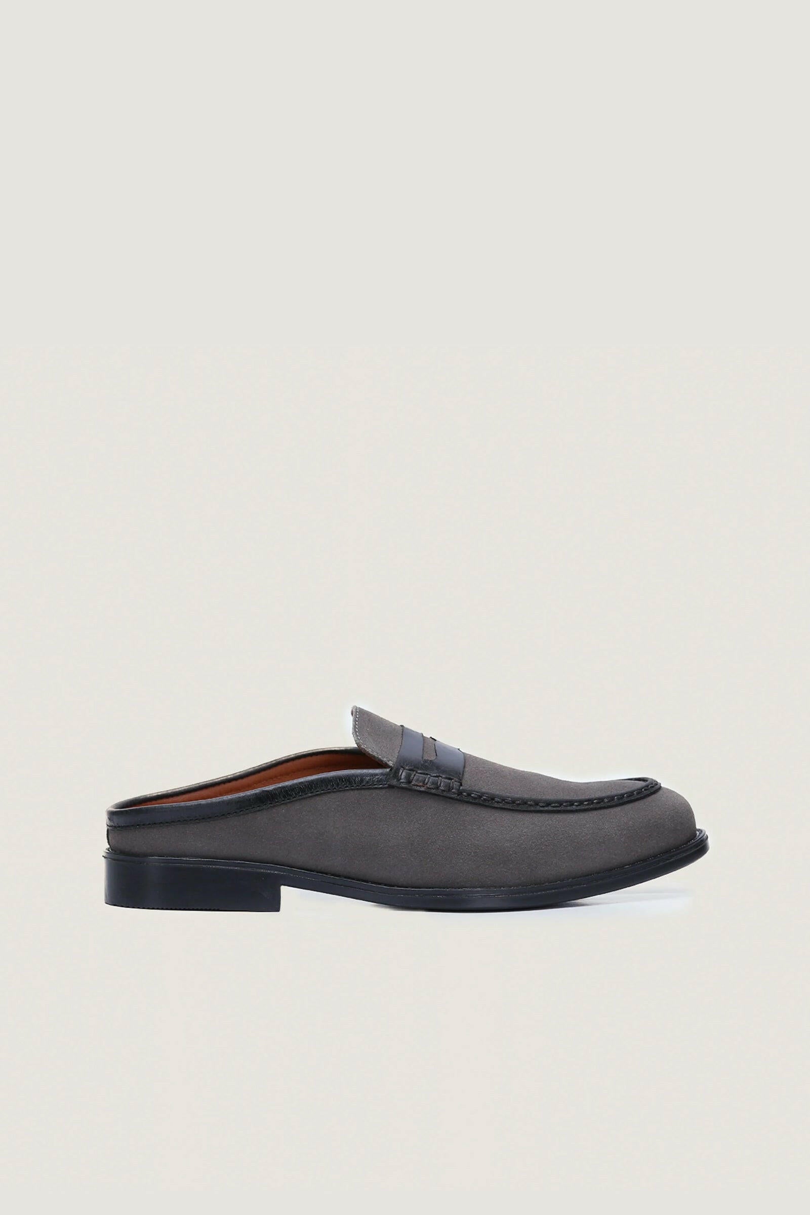 Suede Leather Penny Mules with Rubber Sole Novado