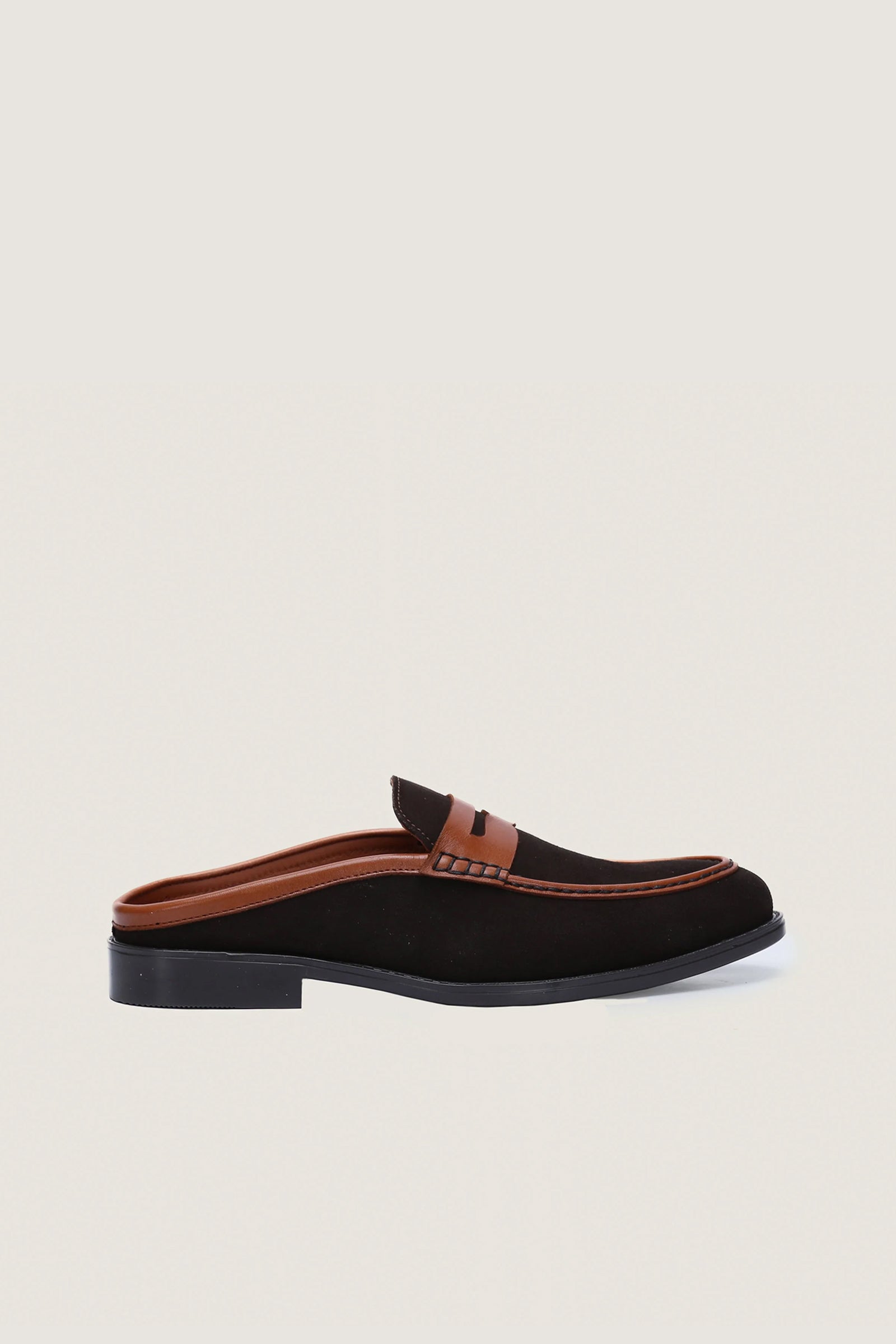 Suede Leather Penny Mules with Rubber Sole Novado