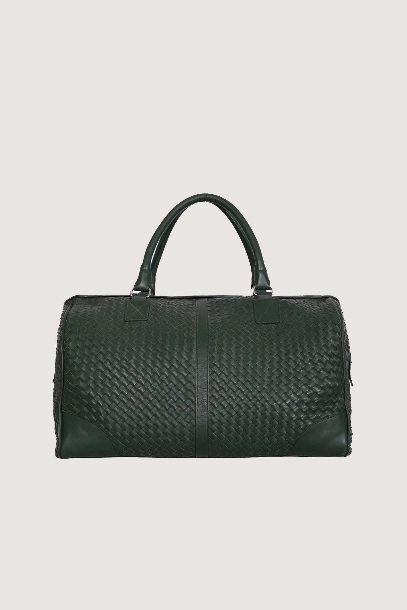 Woven Leather Duffle Bag