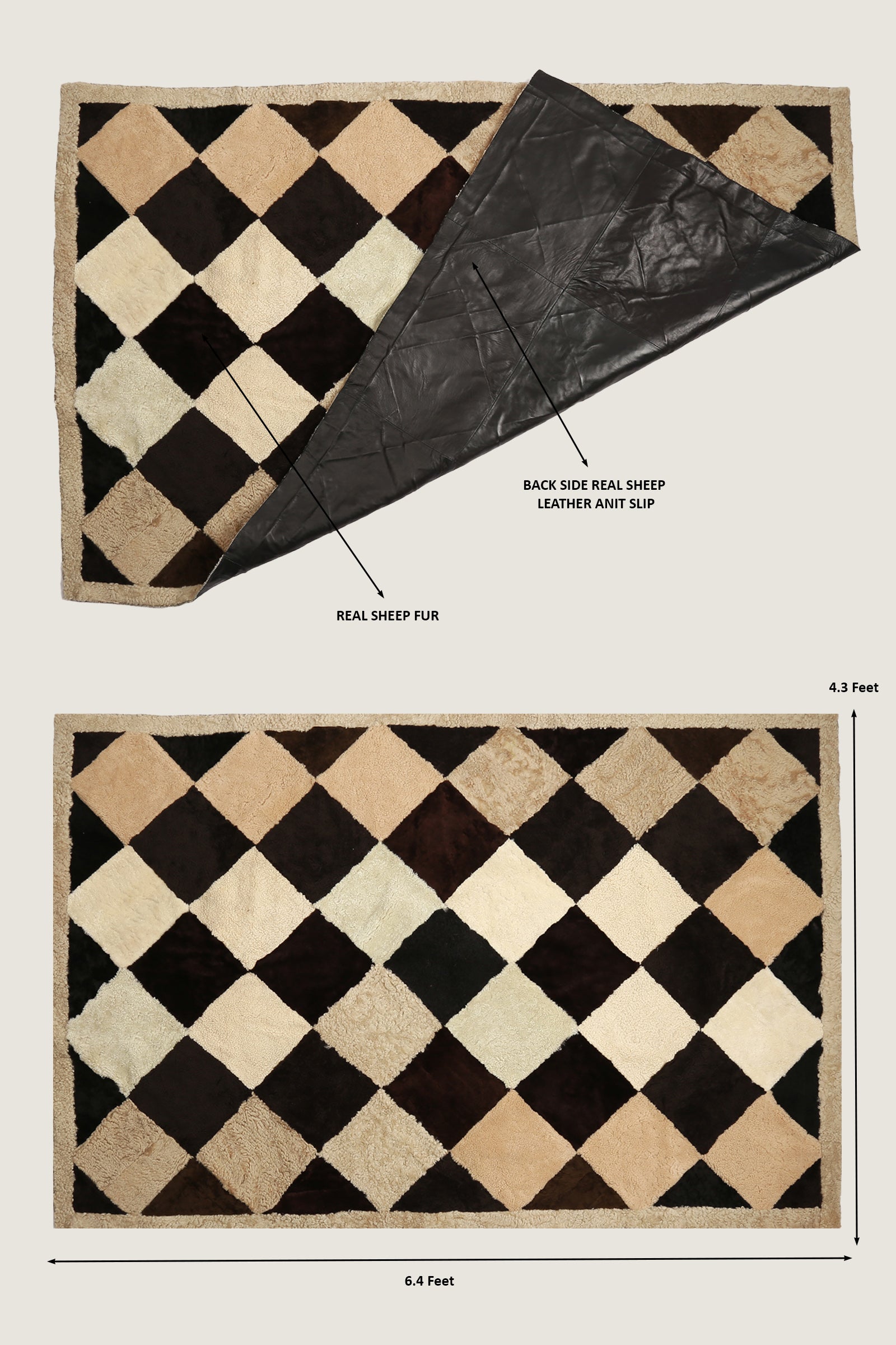 Sheep Bliss Leather Fur Rug