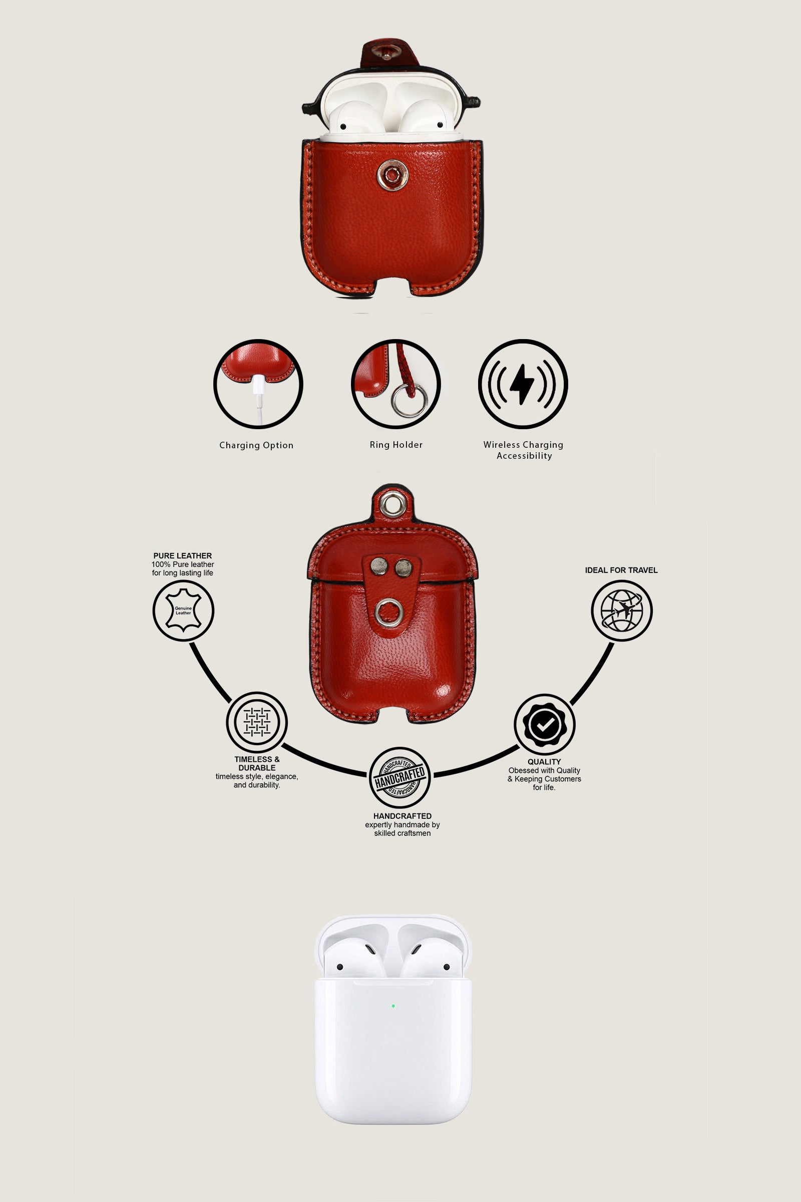 Apple AirPods Leather Cover | 1st & 2nd Gen