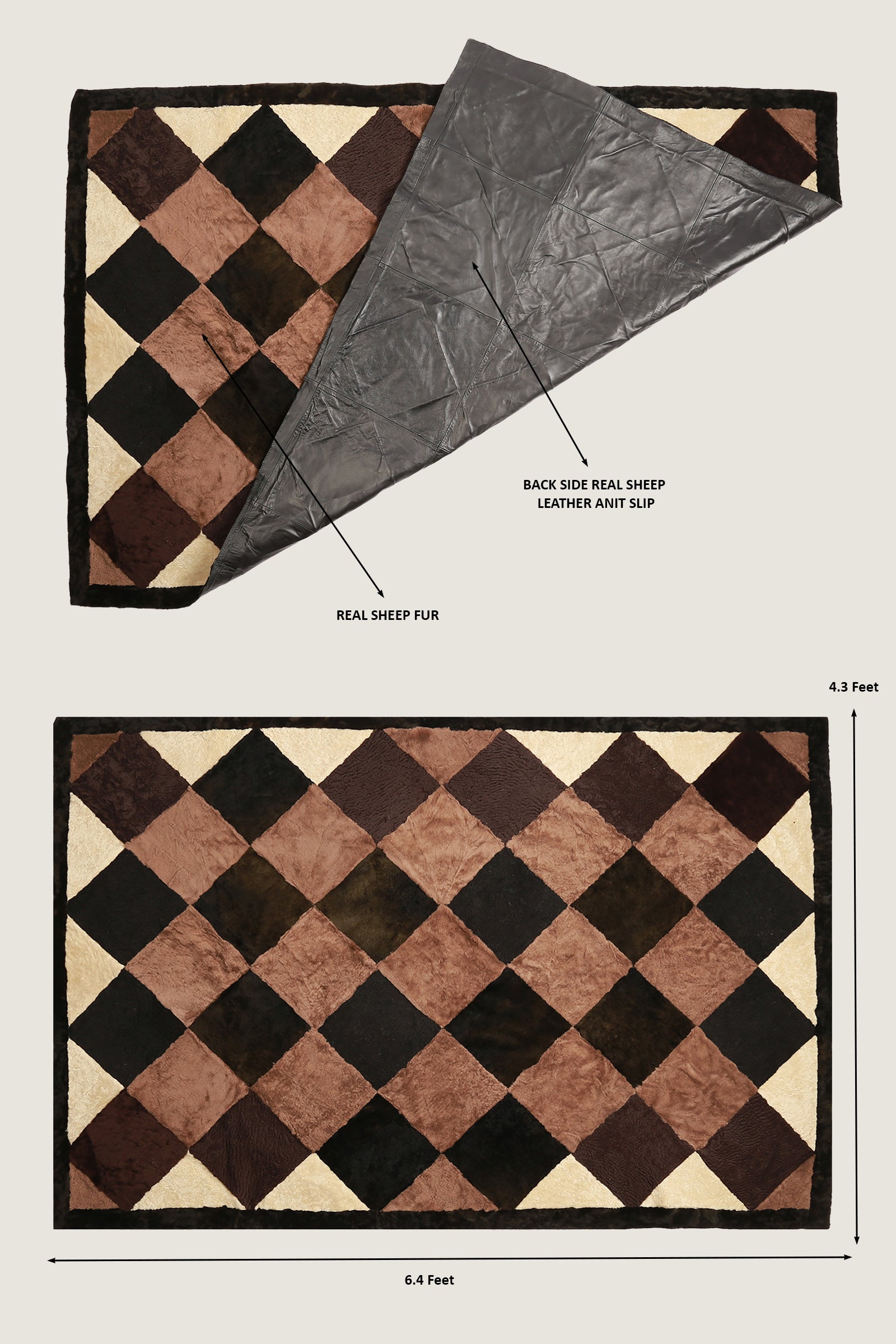 Sheep Bliss Leather Fur Rug