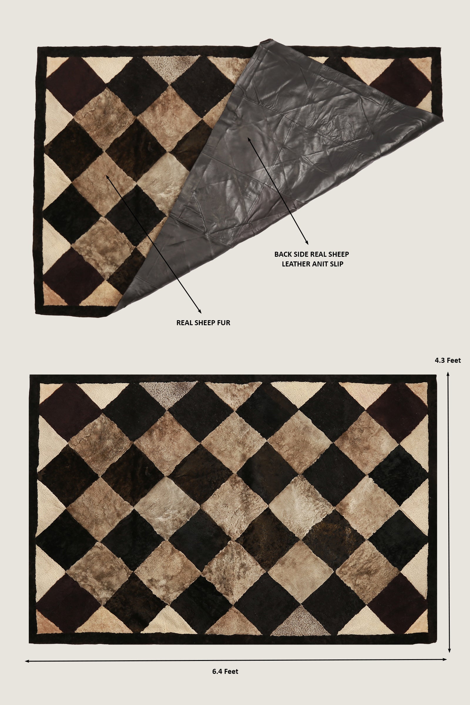 Sheep Bliss Leather Fur Rug