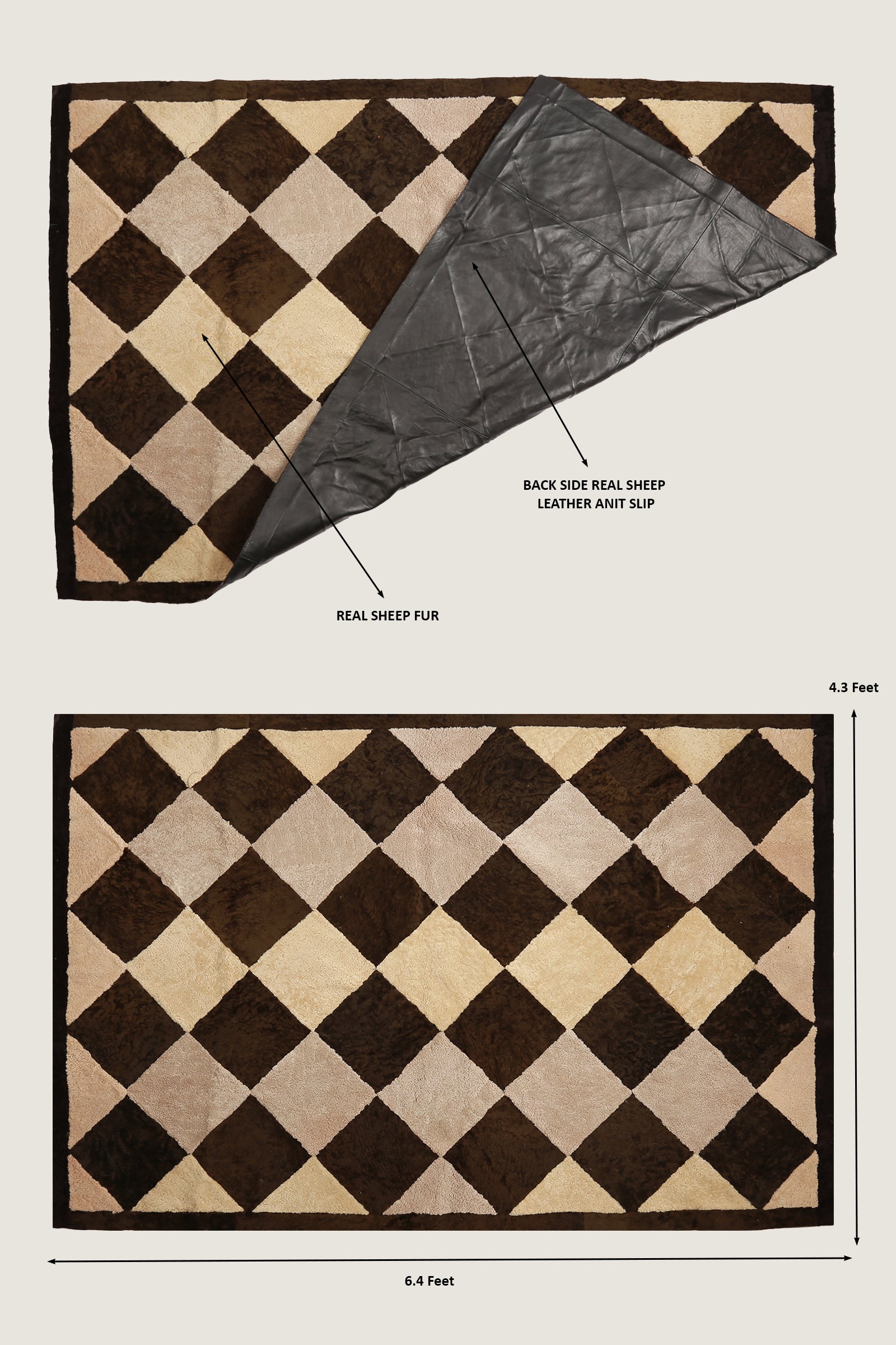 Sheep Bliss Leather Fur Rug