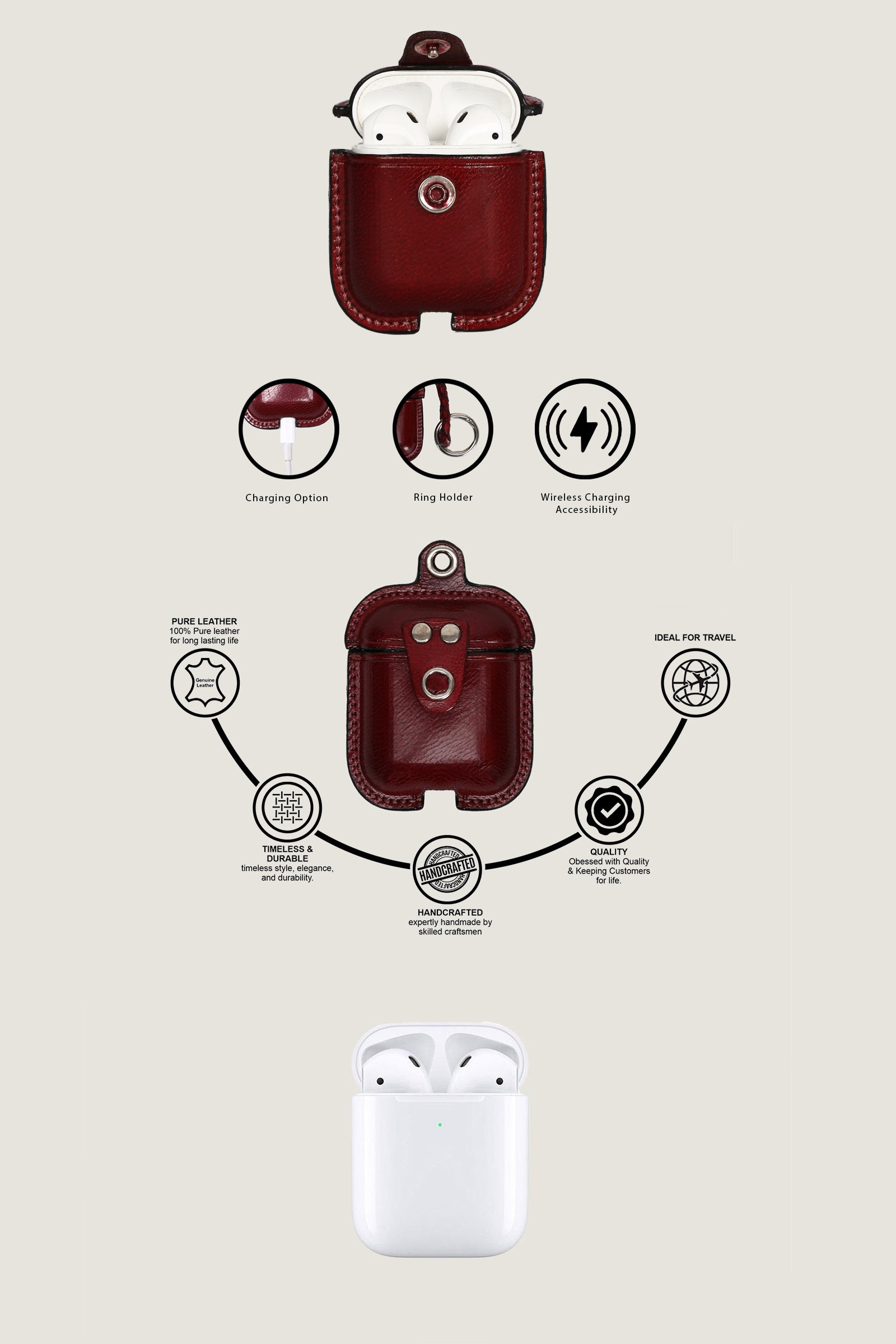 Apple AirPods Leather Cover | 1st & 2nd Gen