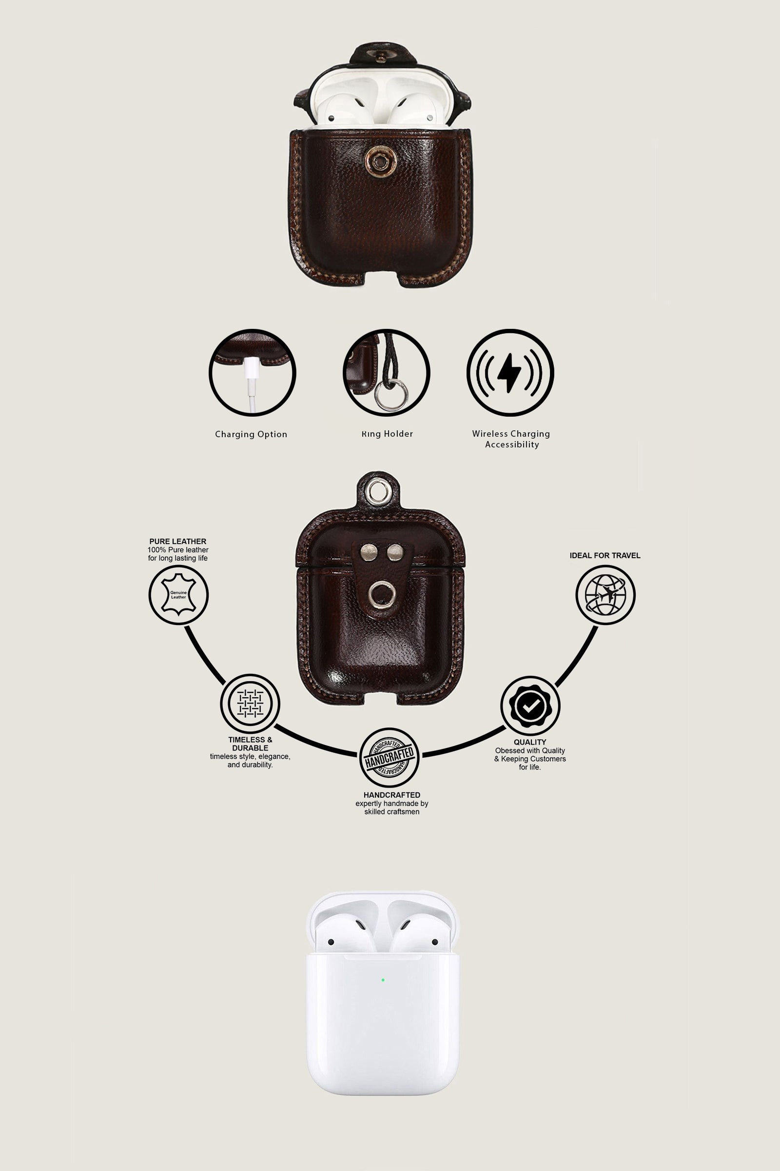 Apple AirPods Leather Cover | 1st & 2nd Gen
