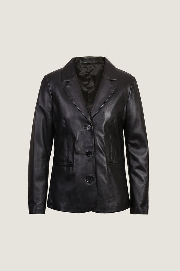 Women's Chic Blazer Leather Coat