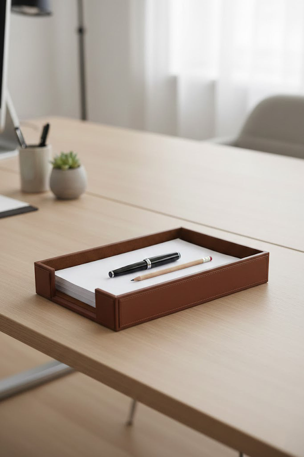 A4 Leather Paper Tray