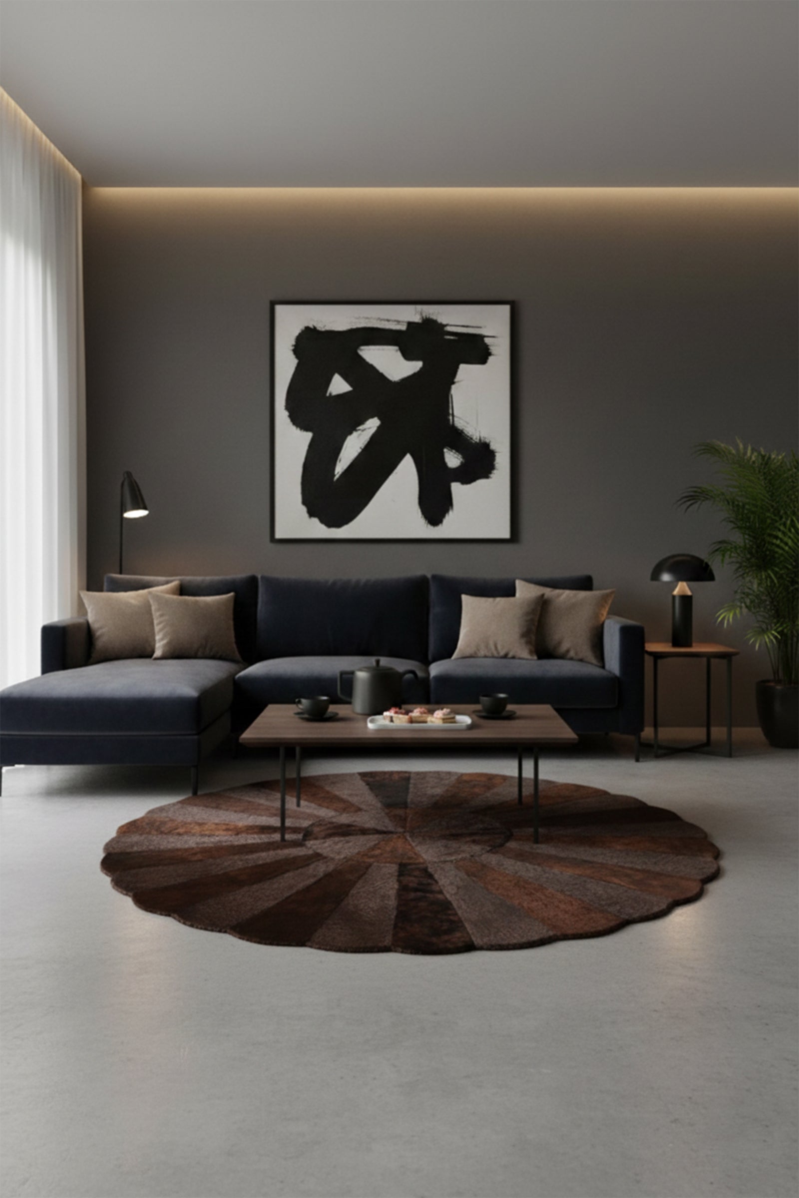 Round Sheep Bliss Leather Fur Rug