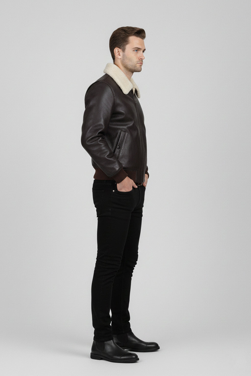 A2 Aviator Leather Jacket With Fur Collar