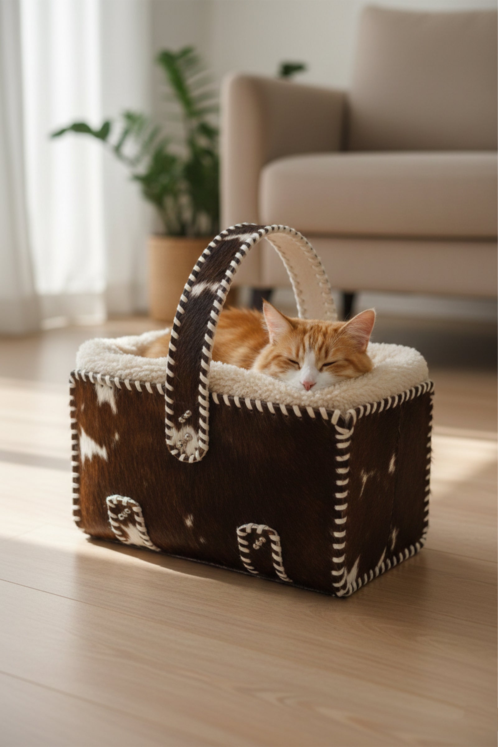 Hairon Leather Pet Basket