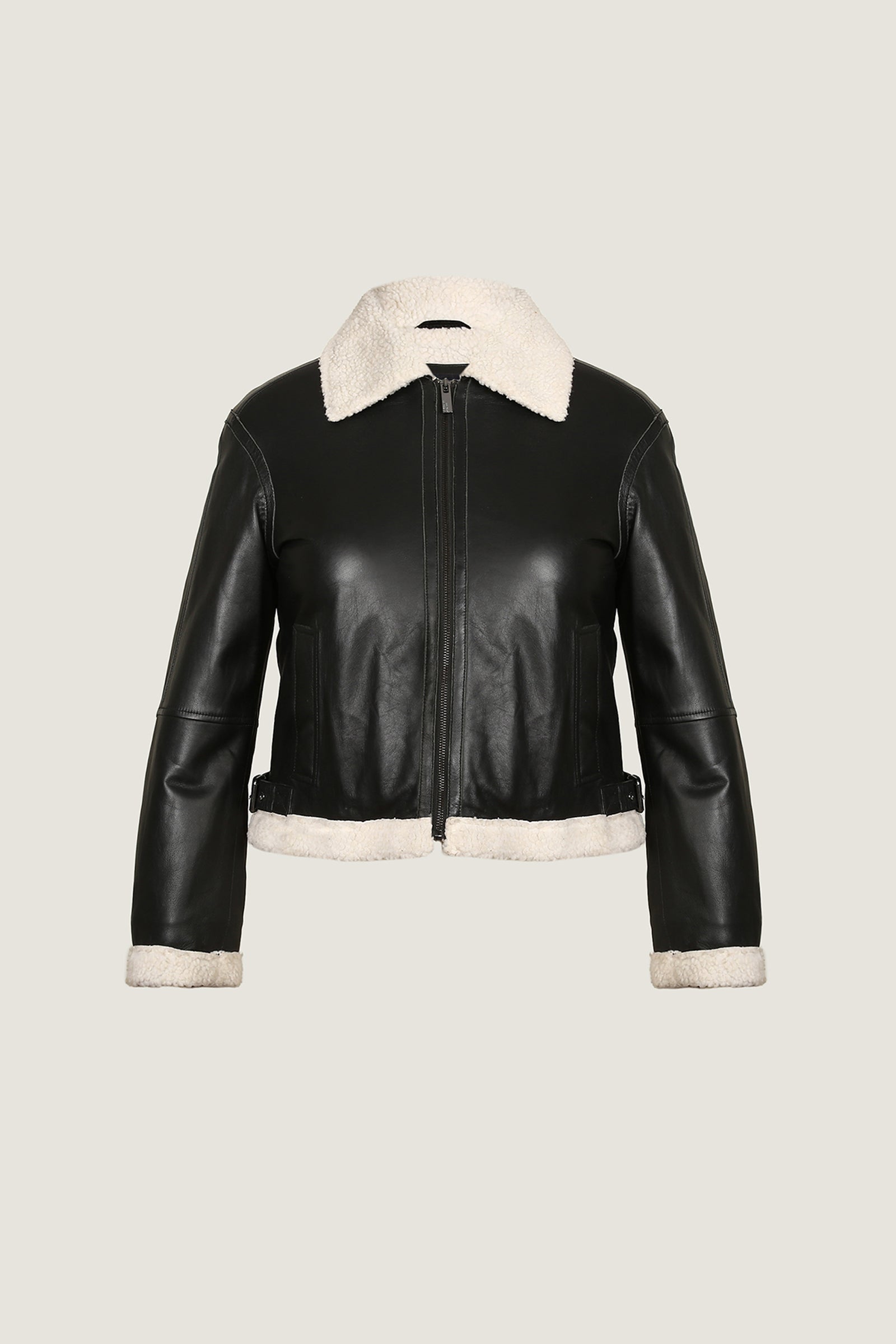 Classic Leather Jacket with fur collar | Women