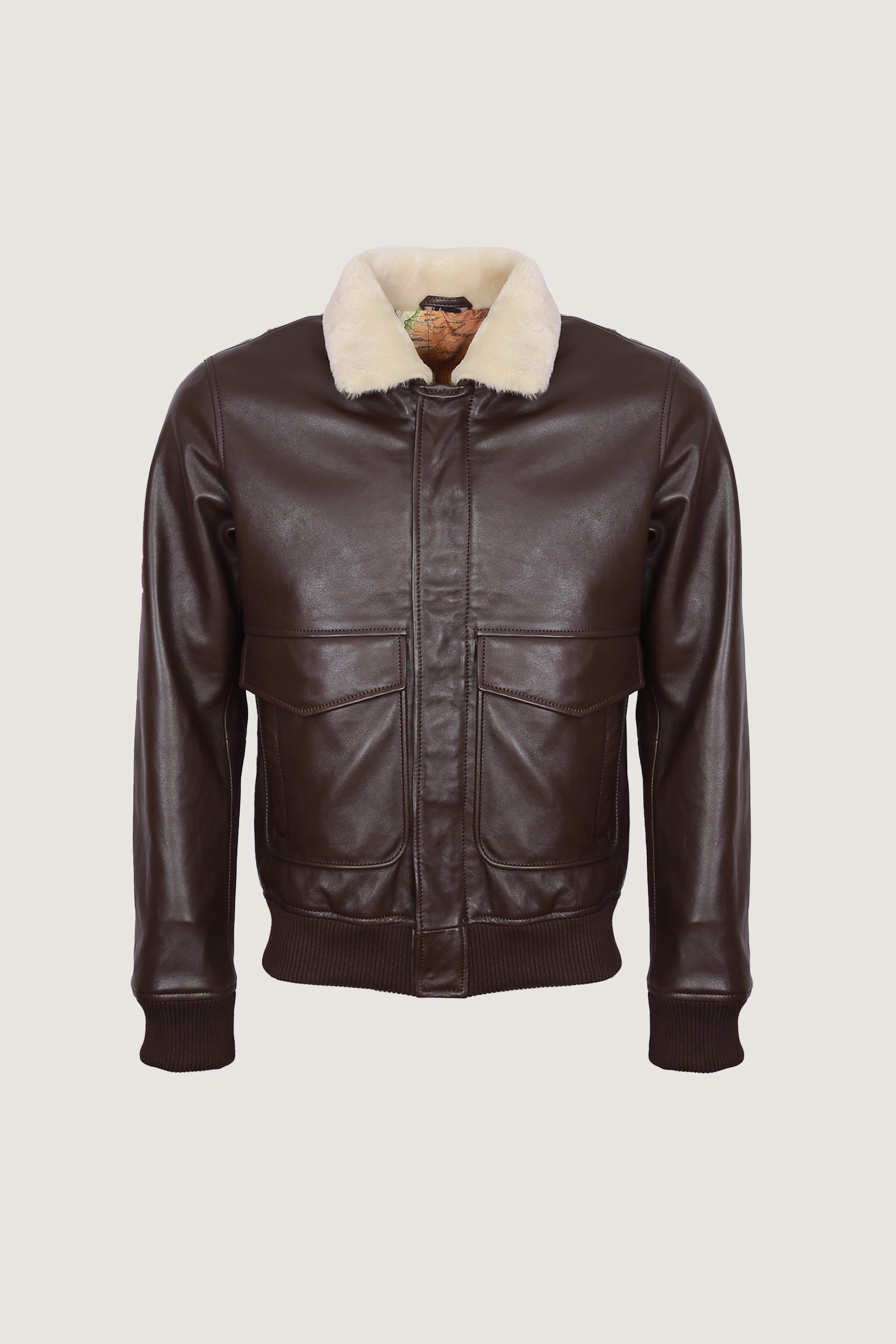 Pilot Leather Jacket With Fur Collar