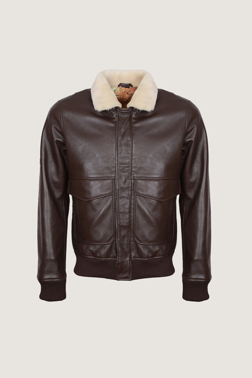 Airin G-1 Pilot Leather Jacket With Fur Collar