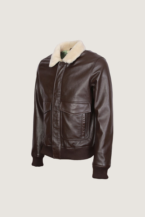 Airin G-1 Pilot Leather Jacket With Fur Collar