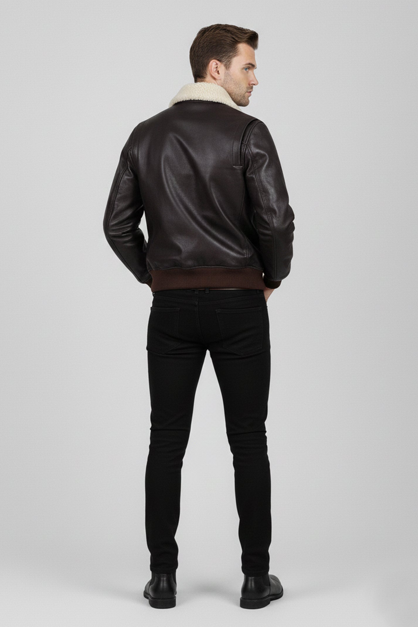 A2 Aviator Leather Jacket With Fur Collar