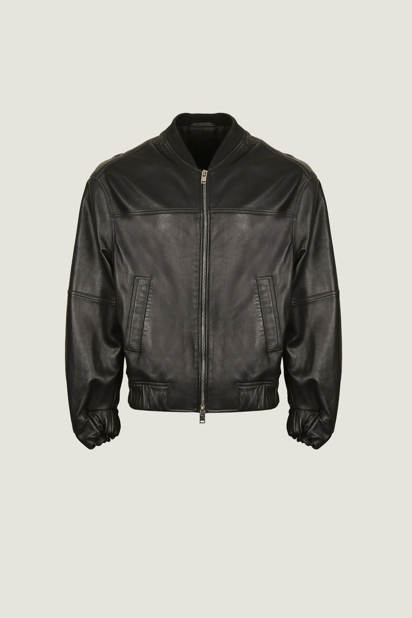 Oversized Bomber Leather Jacket | Men