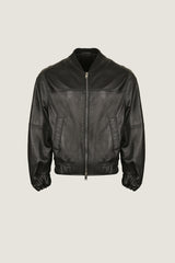 Oversized Bomber Leather Jacket | Men
