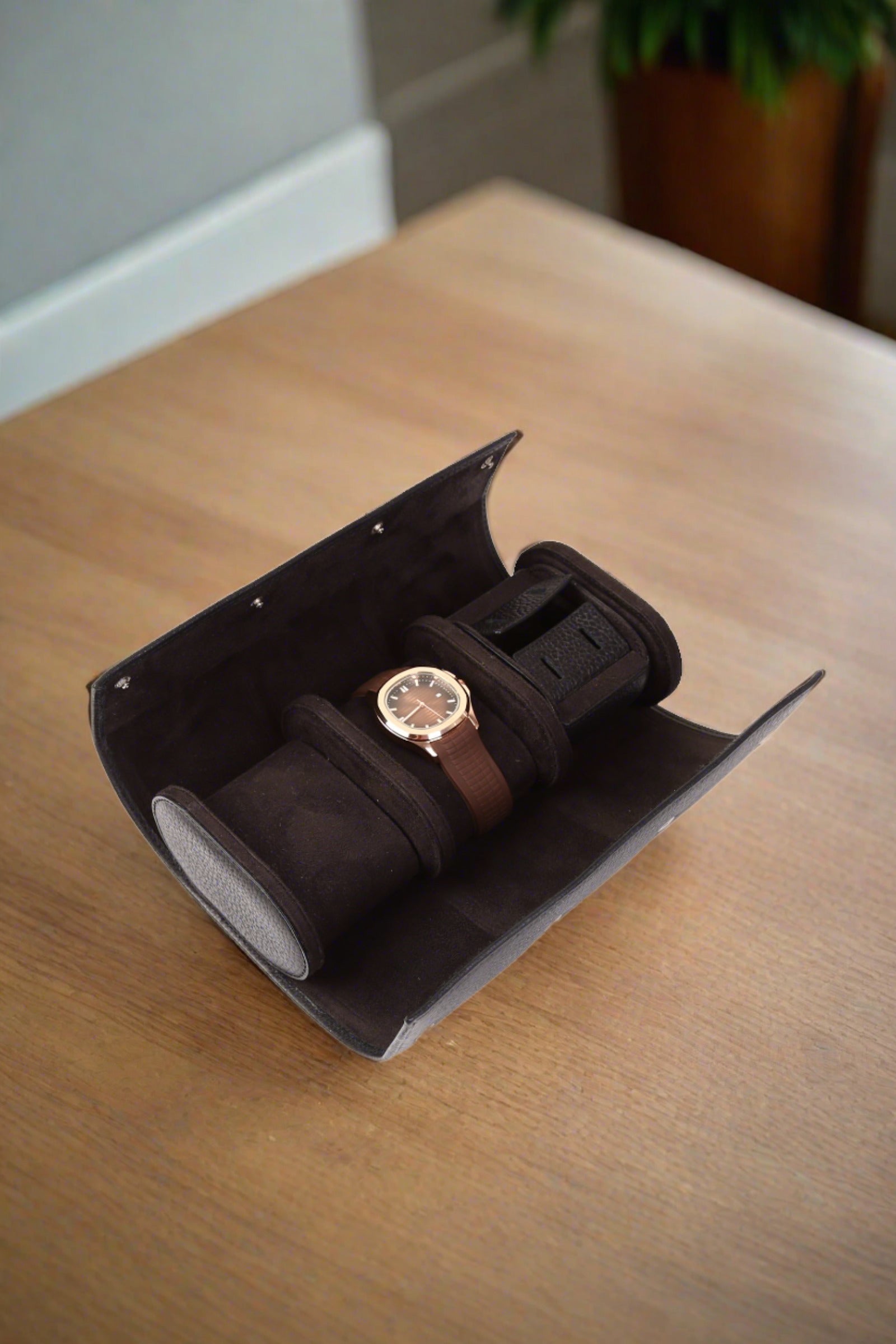 3 Watch Roll Box with cufflinks storage