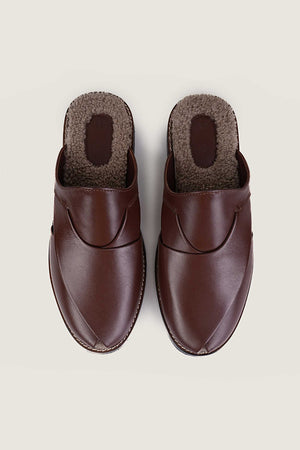 Cozy Bordo Peshawari Mules with Memory Foam Insole - Handmade in Pakistan