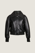 Oversized Pilot Sleek  Leather Jacket | Women