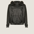 Bomber Leather Jacket With Fur Hoodie | Men