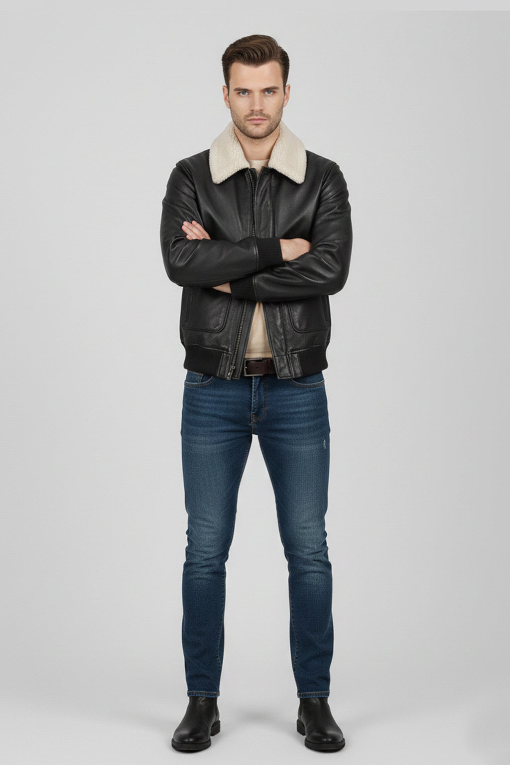 Airin G-1 Pilot Leather Jacket With Fur Collar