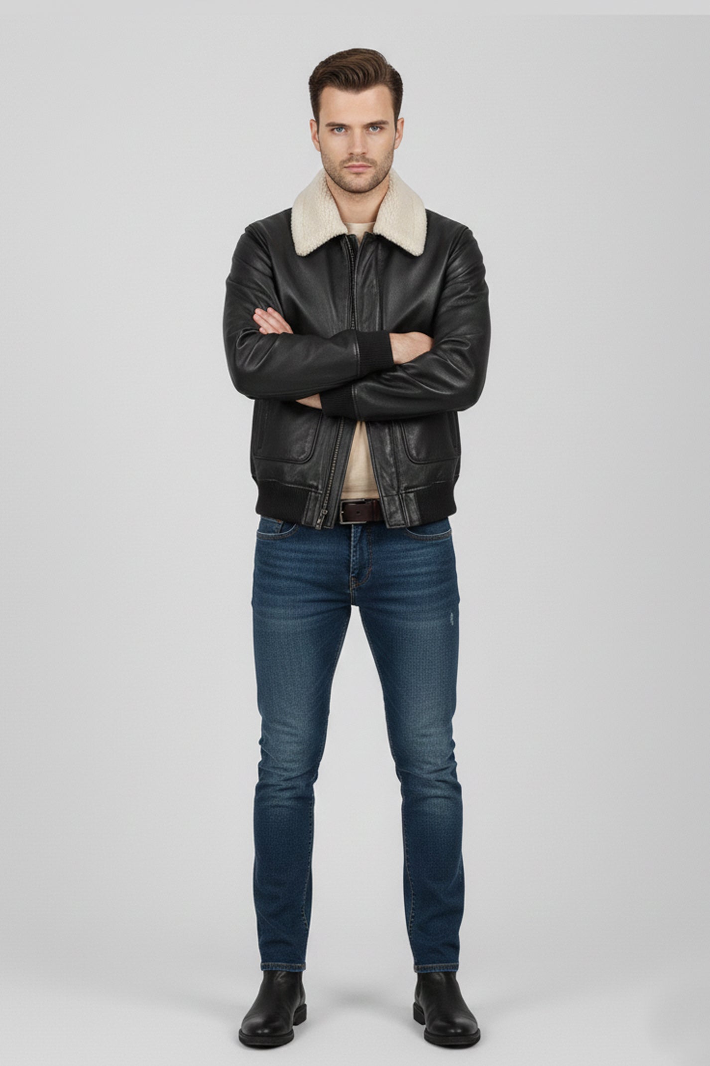 Airin G-1 Pilot Leather Jacket With Fur Collar