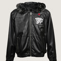 Bomber Leather Jacket With Fur Hoodie | Men