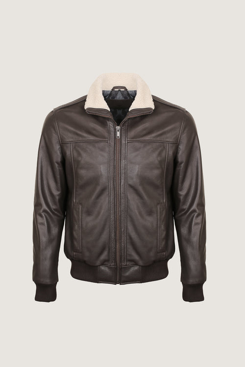 A2 Aviator Leather Jacket With Fur Collar
