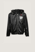 Bomber Leather Jacket With Fur Hoodie | Men