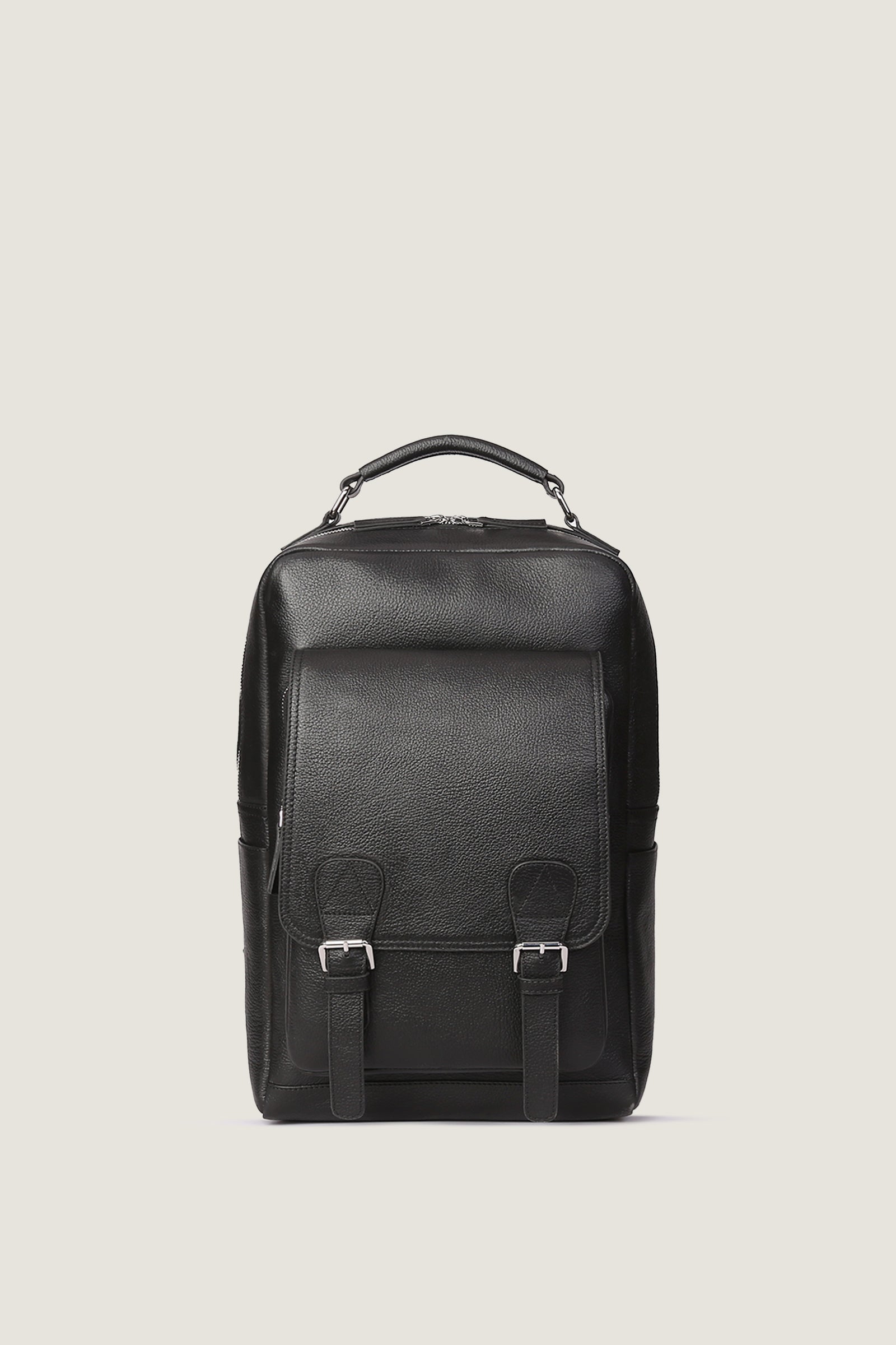 Elmira Full Grain Leather Laptop Backpack – Black