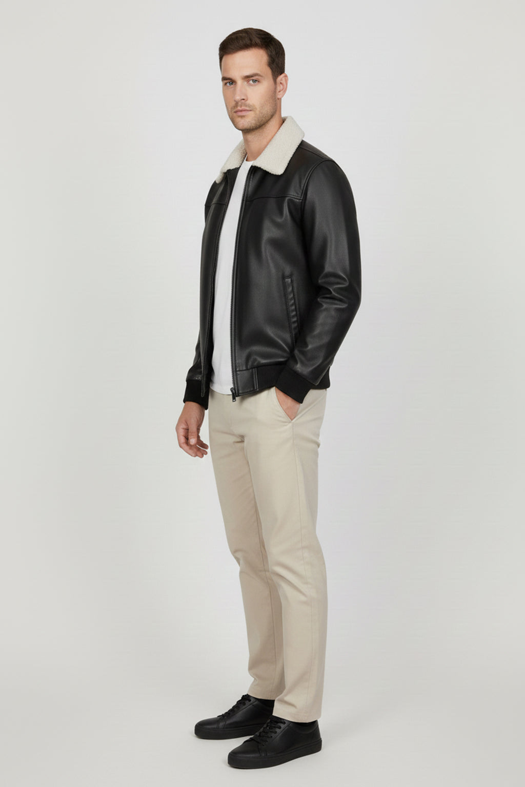 A2 Aviator Leather Jacket With Fur Collar