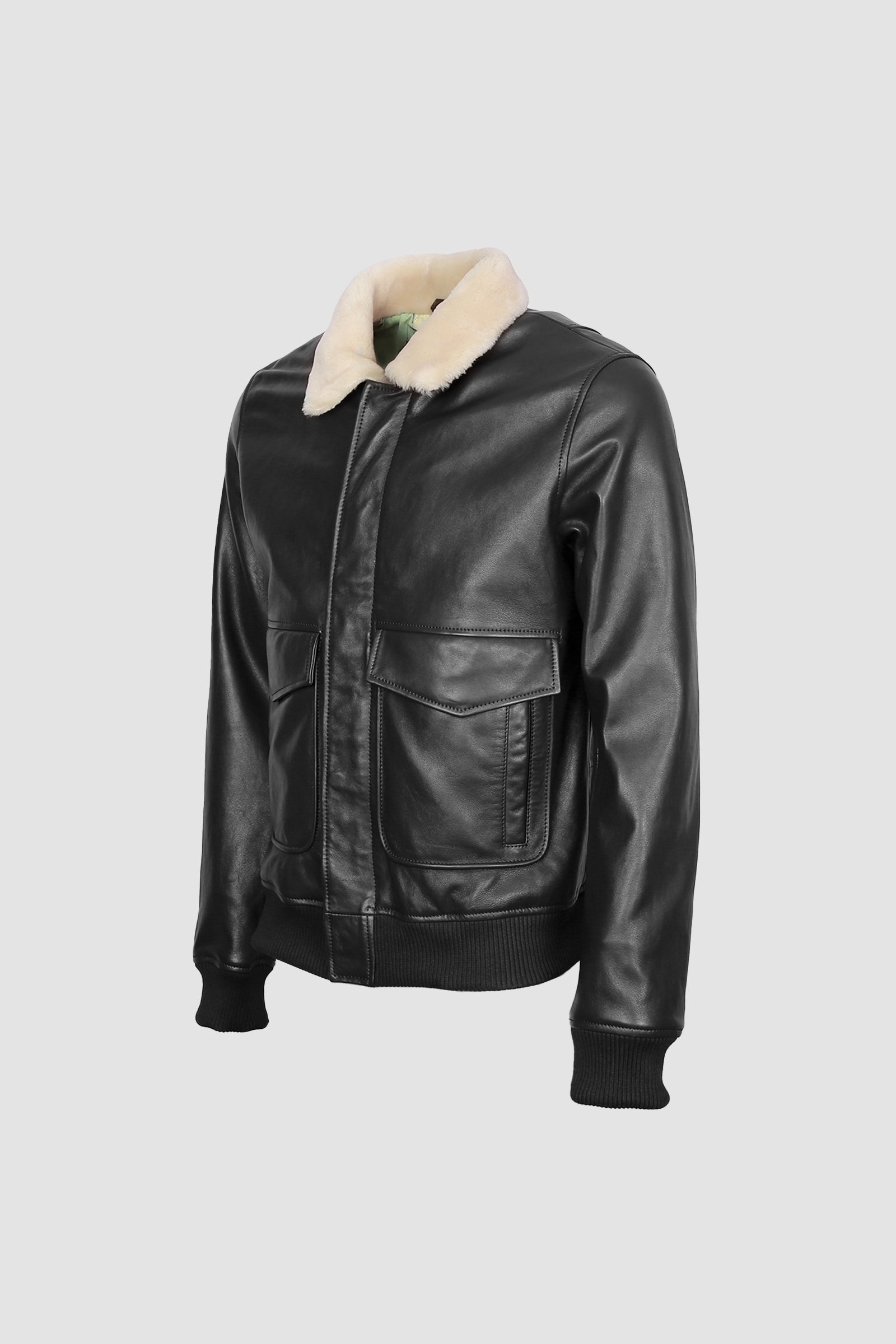 Pilot Leather Jacket With Fur Collar