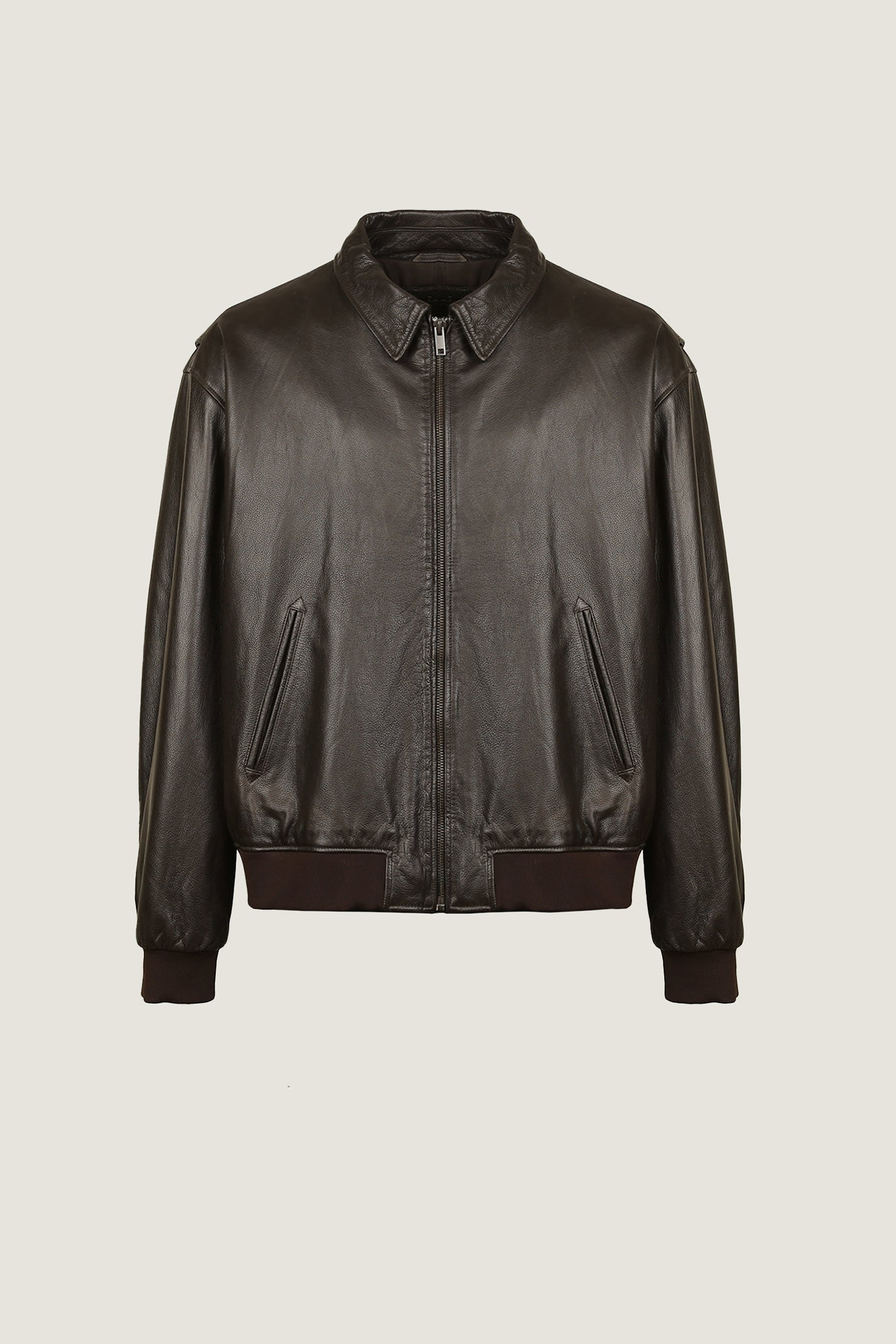 Oversized Classic Leather Jacket | Men