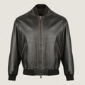 Oversized Bomber Leather Jacket | Men