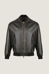 Oversized Bomber Leather Jacket | Men