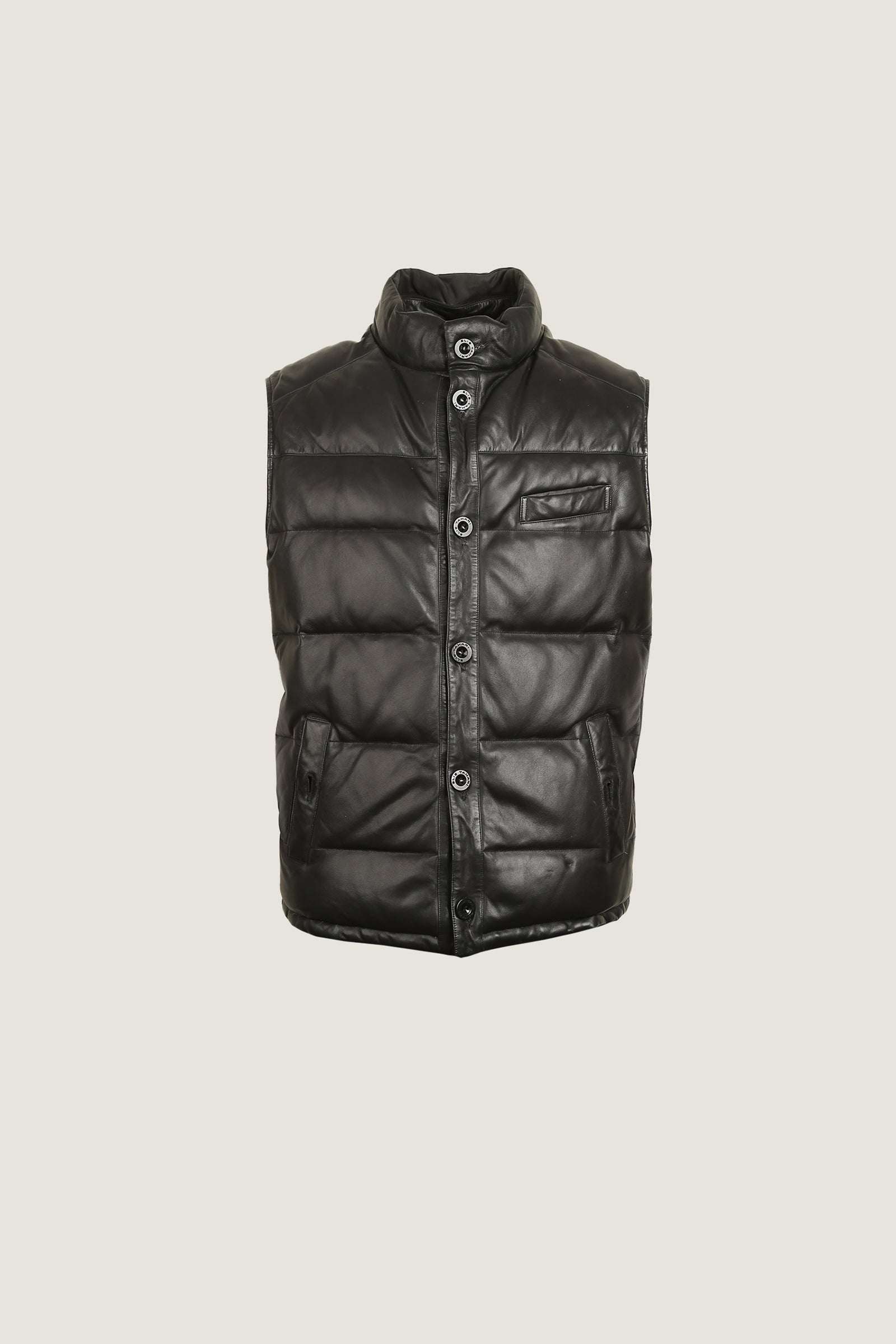 Sleeveless Quilted Leather Jacket | Men